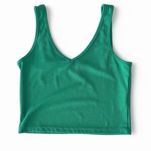 Vibrant Green Ribbed Crop Top